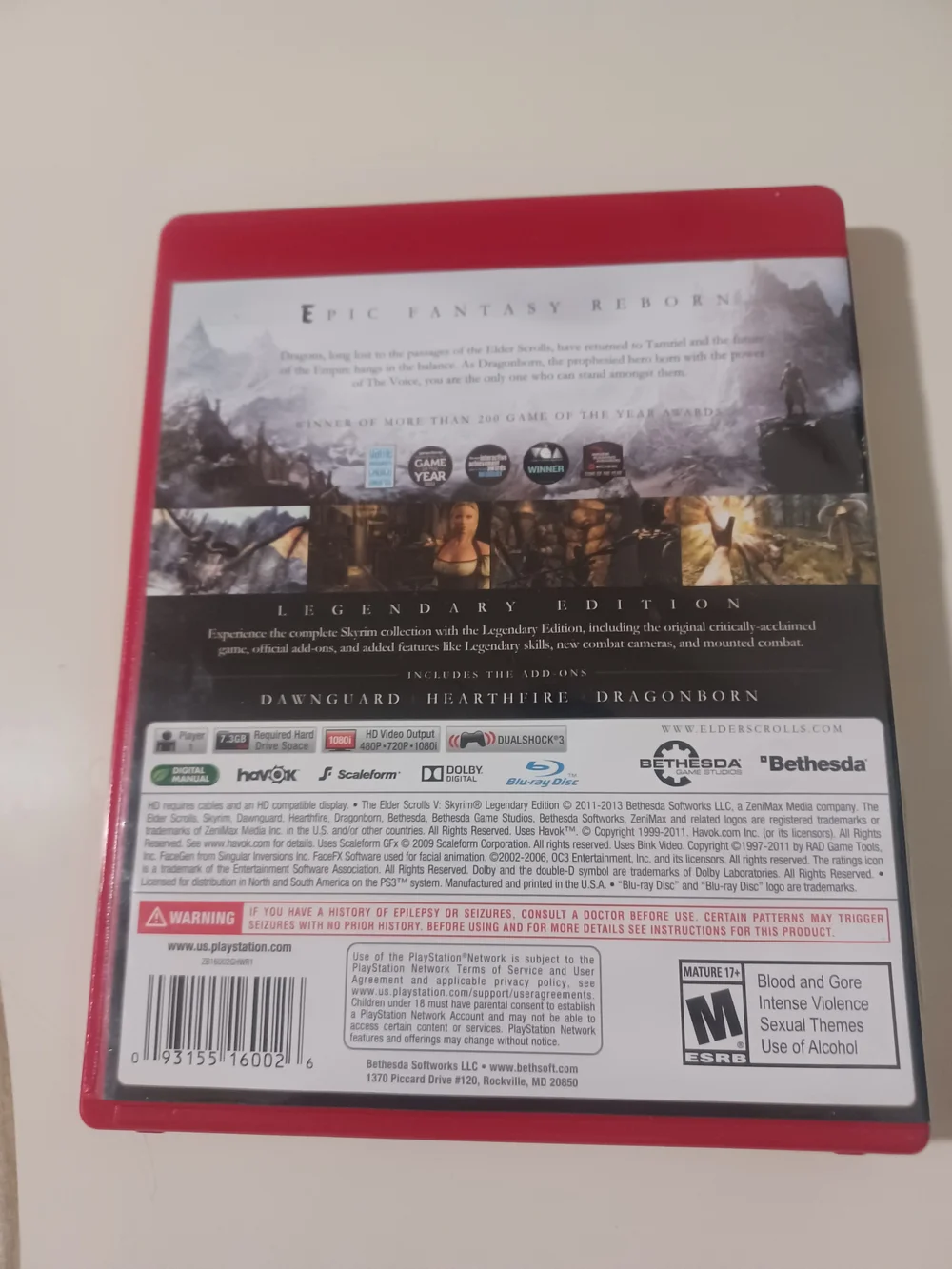 Skyrim: Legendary Edition (PS3) - Red Case